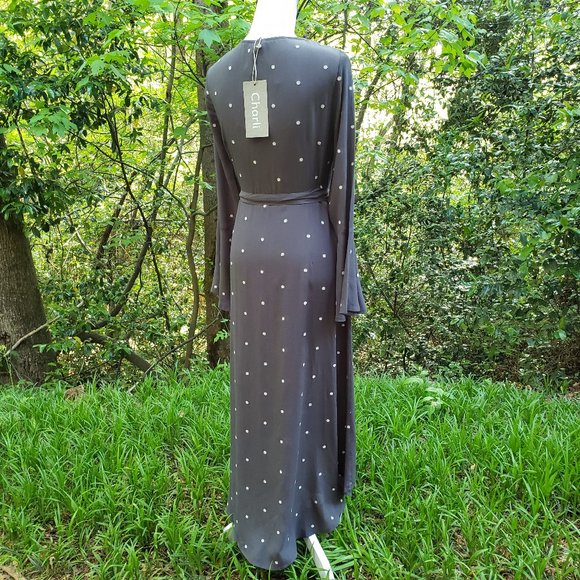 CHARLI Embroidered Crepe Wrap Dress in Gray Size 10 - Picture 6 of 15